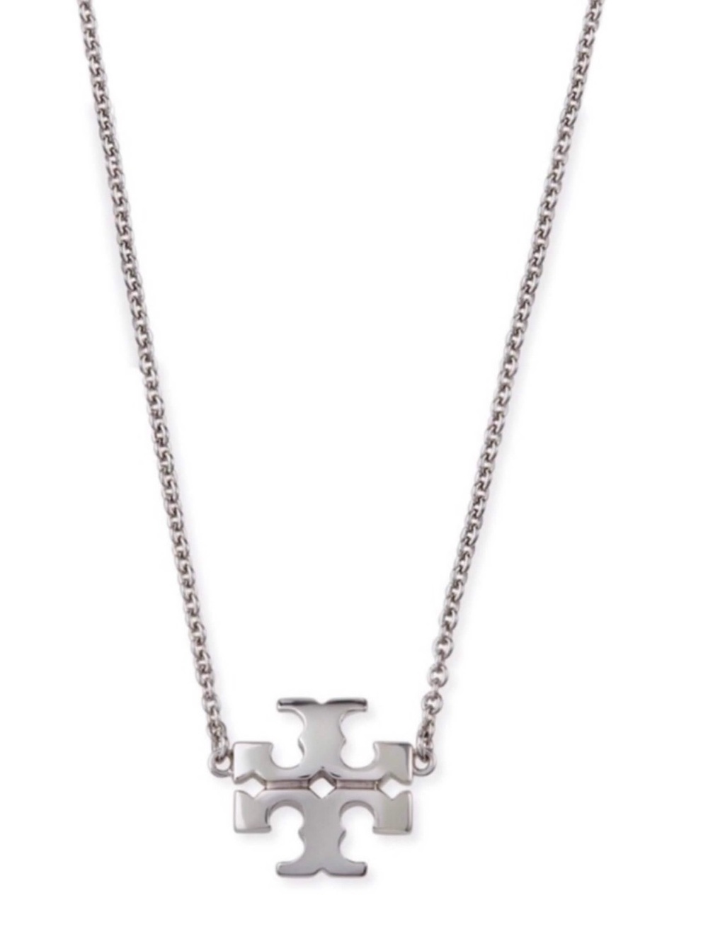 Tory Burch Silver Logo Pendant Necklace